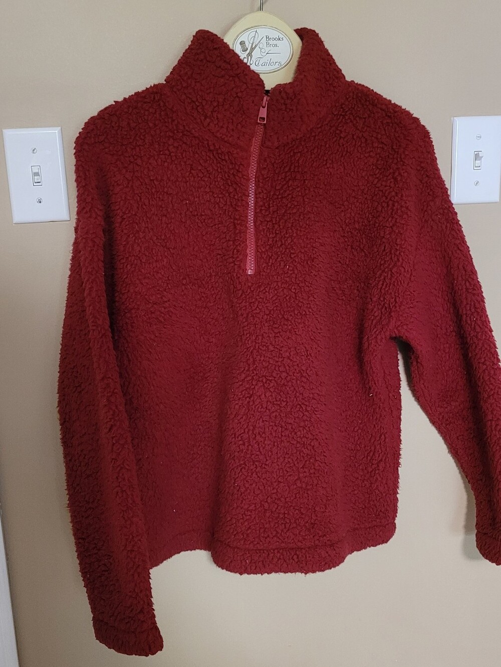💚10 for $10💚 Bundle and save Cozy Half-Zip Sherpa Pullover Jacket - Red
